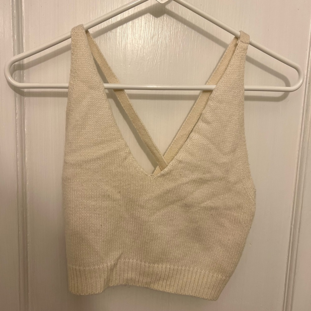 Cream knit tank - cropped